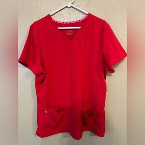 Heart Soul Cherry Red V-Neck Scrub Top and Jogger scrub pants